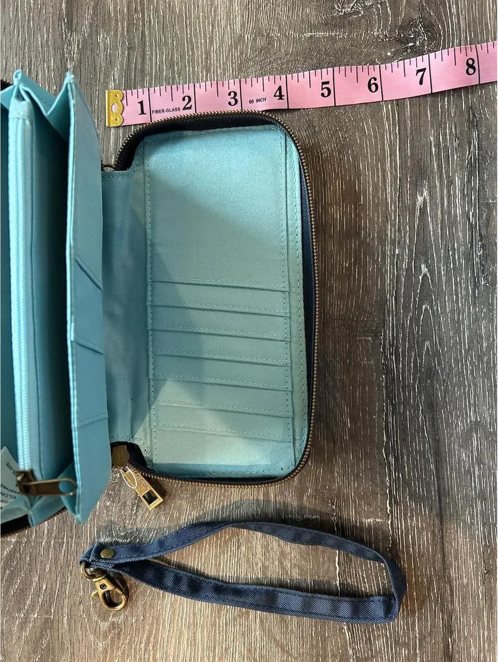 Travelon Safe ID RFID Blocking Zip Around Wristlet Wallet Blue Teal NWT
